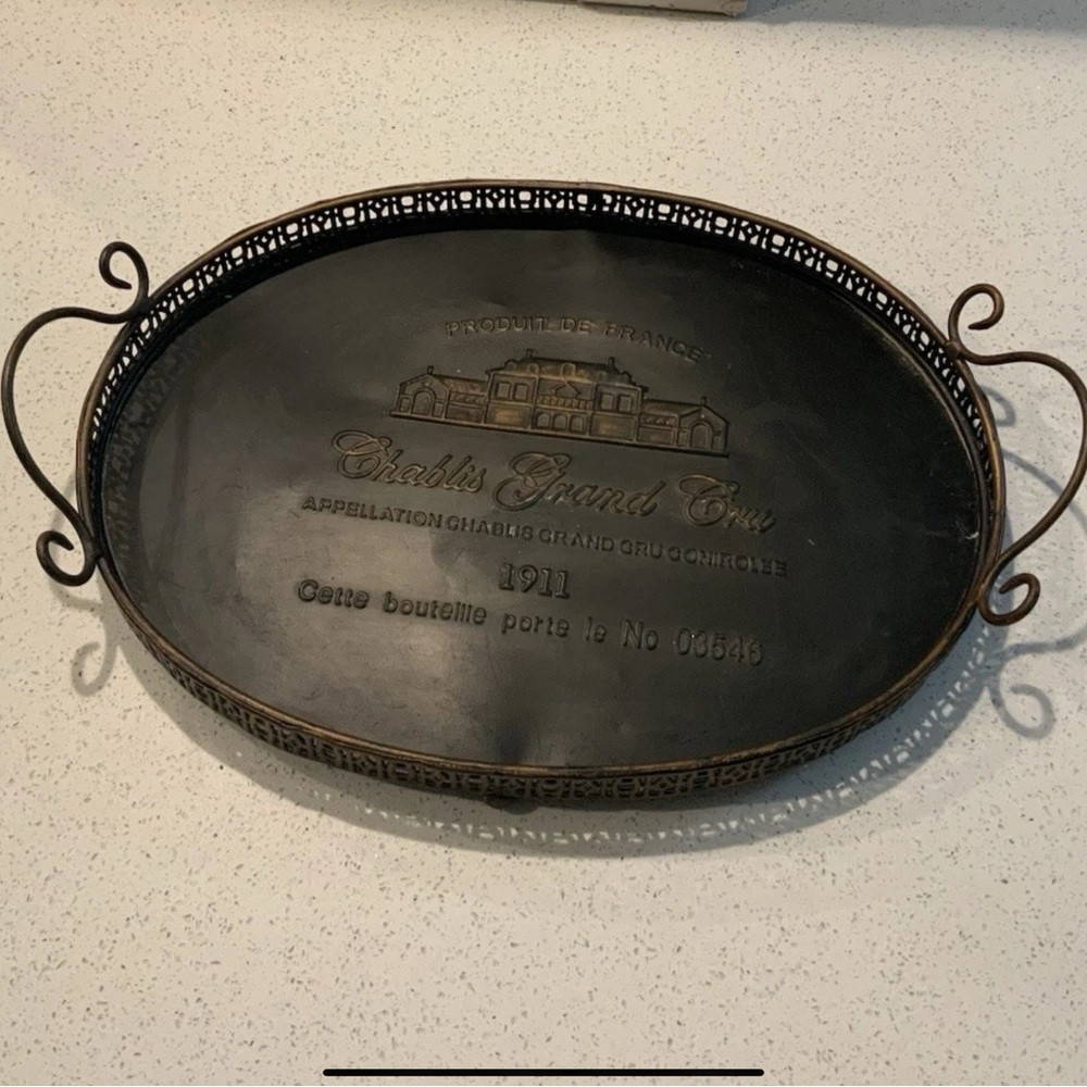 Vintage rare 1911 tray from France Chablis grand cru a prestigious white wine